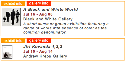 Example exhibit listings as they appear on the Chelsea Gallery Map